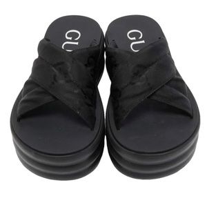 NWT Gucci Double G cloth black platform sandal size 8US